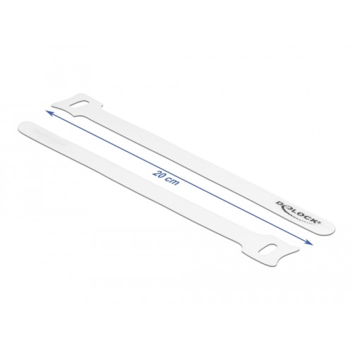 Delock Hook-and-loop cable tie L 200 x W 12 mm white 10 pieces