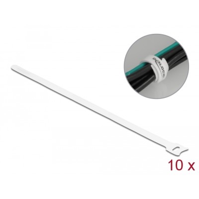 Delock Hook-and-loop cable tie L 300 x W 12 mm white 10 pieces