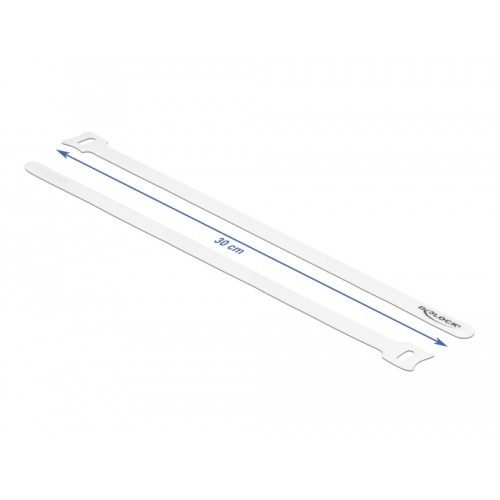 Delock Hook-and-loop cable tie L 300 x W 12 mm white 10 pieces