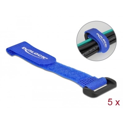 Delock Hook-and-loop cable tie with loop L 150 x W 20 mm blue 5 pieces