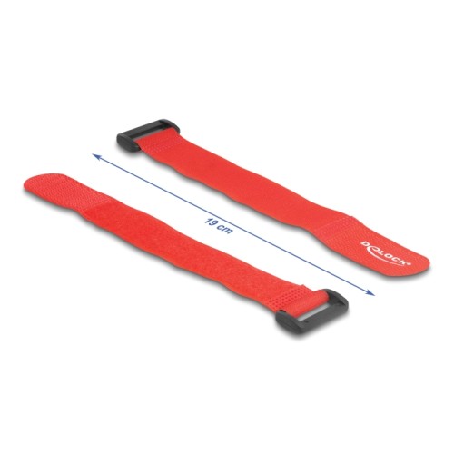 Delock Hook-and-loop cable tie with loop L 190 x W 25 mm red 5 pieces