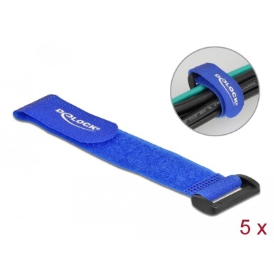 Delock Hook-and-loop cable tie with loop L 190 x W 25 mm blue 5 pieces