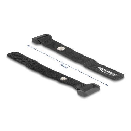 Delock Hook-and-loop cable tie with Loop and Fastening Eyelet L 150 x W 20 mm black 5 pieces