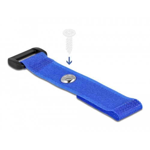 Delock Hook-and-loop cable tie with Loop and Fastening Eyelet L 150 x W 20 mm blue 5 pieces