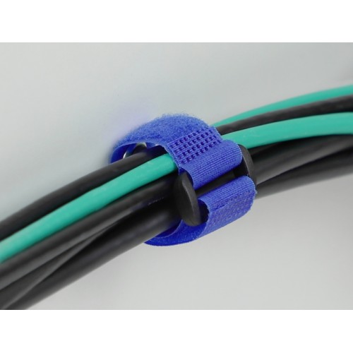 Delock Hook-and-loop cable tie with Loop and Fastening Eyelet L 150 x W 20 mm blue 5 pieces
