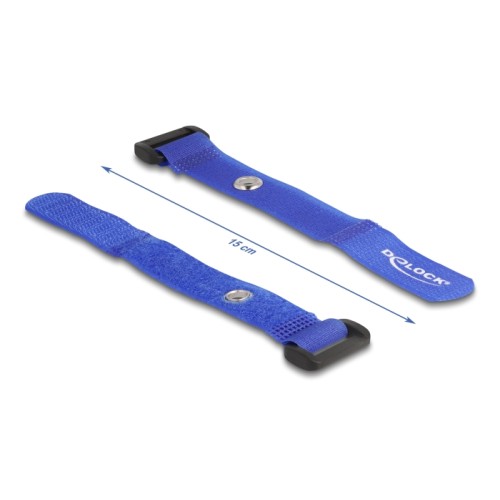 Delock Hook-and-loop cable tie with Loop and Fastening Eyelet L 150 x W 20 mm blue 5 pieces