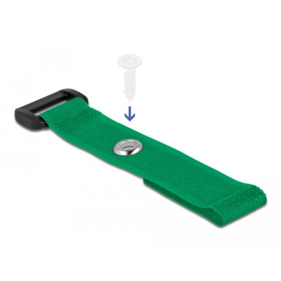 Delock Hook-and-loop cable tie with Loop and Fastening Eyelet L 150 x W 20 mm green 5 pieces 2