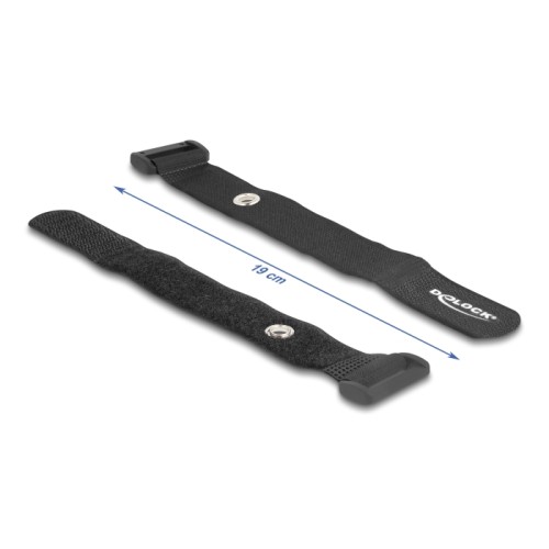Delock Hook-and-loop cable tie with Loop and Fastening Eyelet L 190 x W 25 mm black 5 pieces
