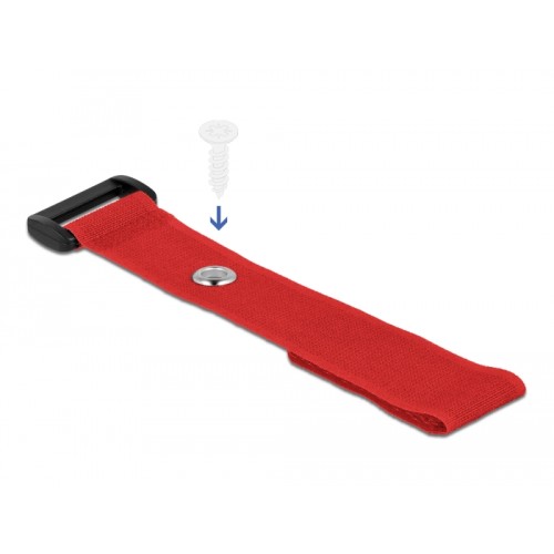 Delock Hook-and-loop cable tie with Loop and Fastening Eyelet L 190 x W 25 mm red 5 pieces
