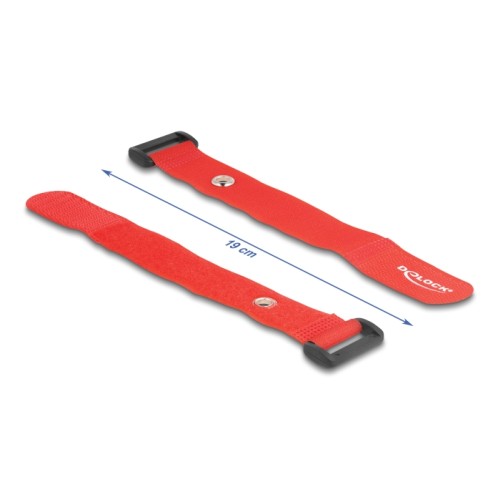 Delock Hook-and-loop cable tie with Loop and Fastening Eyelet L 190 x W 25 mm red 5 pieces