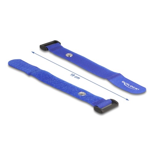 Delock Hook-and-loop cable tie with Loop and Fastening Eyelet L 190 x W 25 mm blue 5 pieces