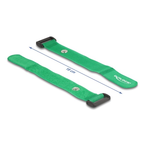 Delock Hook-and-loop cable tie with Loop and Fastening Eyelet L 190 x W 25 mm green 5 pieces