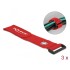 Delock Hook-and-loop cable tie with Loop and Fastening Eyelet L 280 x W 38 mm red 3 pieces