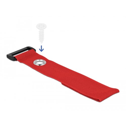 Delock Hook-and-loop cable tie with Loop and Fastening Eyelet L 280 x W 38 mm red 3 pieces