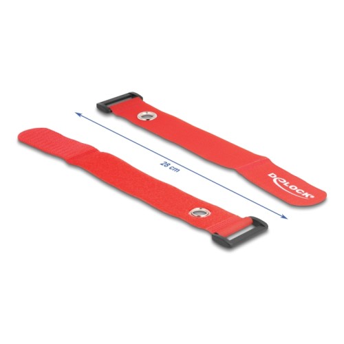 Delock Hook-and-loop cable tie with Loop and Fastening Eyelet L 280 x W 38 mm red 3 pieces