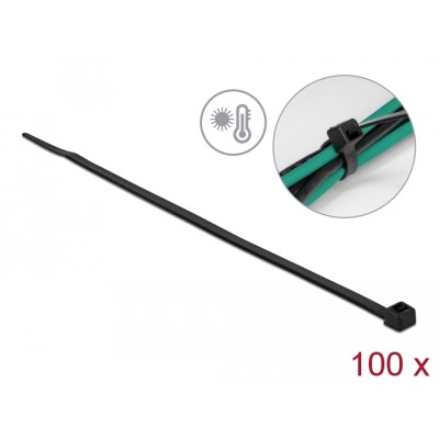 Delock Cable tie heat resistant L 380 x W 4.8 mm black 100 pieces