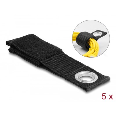 Delock Heavy-duty Hook-and-loop strap with fastening eye L 260 x W 38 mm black 5 pieces