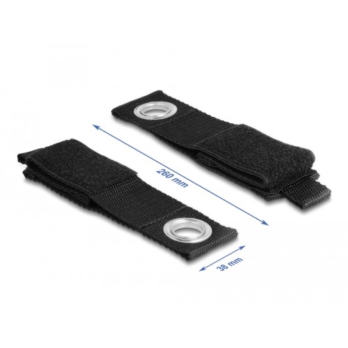 Delock Heavy-duty Hook-and-loop strap with fastening eye L 260 x W 38 mm black 5 pieces