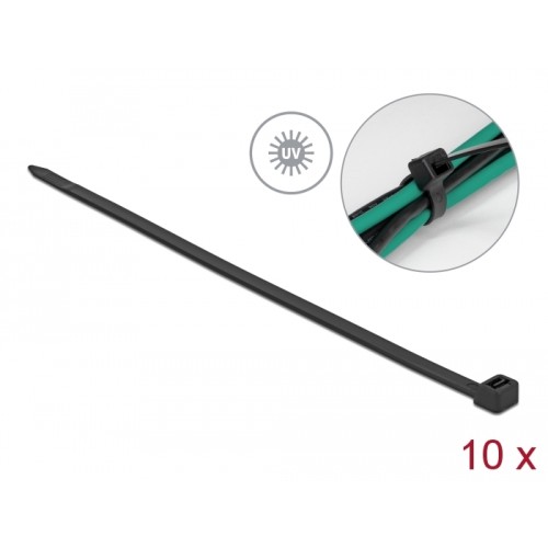 Delock Cable tie UV-resistant L 1220 x W 9.0 mm black 10 pieces