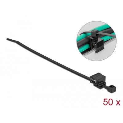 Delock Cable tie with edge clip L 200 x W 4.8 mm black 50 pieces