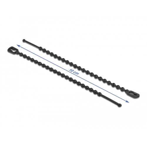 Delock Beaded Cable Tie reusable L 100 x W 2.4 mm black 100 pieces