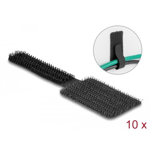 Delock Mini Hook-and-Loop Cable Holder L 90 mm x W 24 mm self-adhesive 10 pieces black