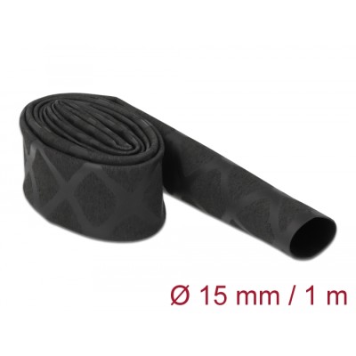 Delock Heat Shrink Tube X-pattern non-slip 1 m x 15 mm black