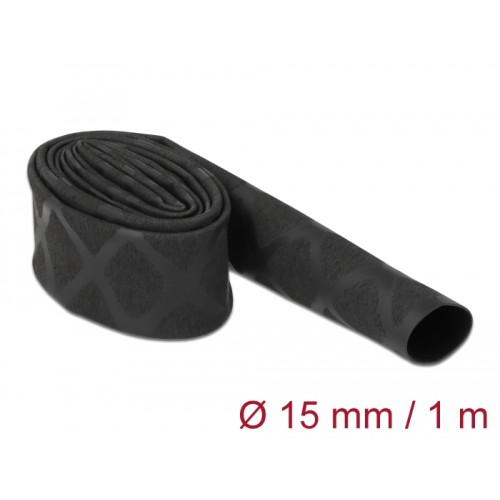 Delock Heat Shrink Tube X-pattern non-slip 1 m x 15 mm black