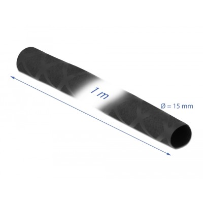 Delock Heat Shrink Tube X-pattern non-slip 1 m x 15 mm black 2