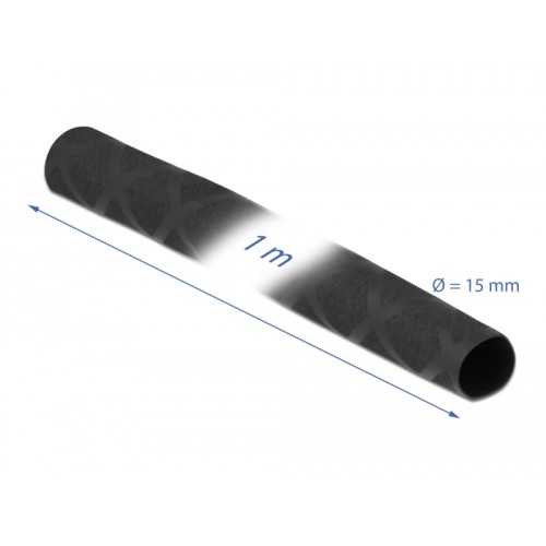 Delock Heat Shrink Tube X-pattern non-slip 1 m x 15 mm black