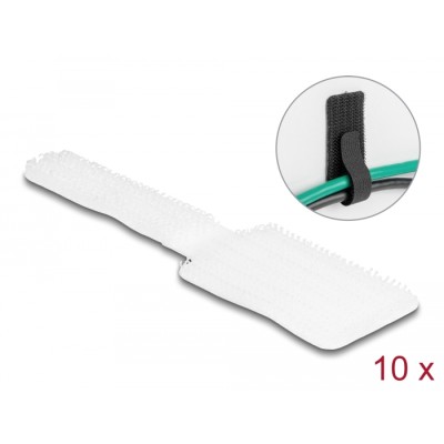 Delock Mini Hook-and-Loop Cable Holder L 90 mm x W 24 mm self-adhesive 10 pieces white