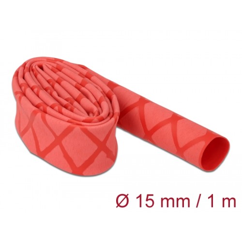 Delock Heat Shrink Tube X-pattern non-slip 1 m x 15 mm red