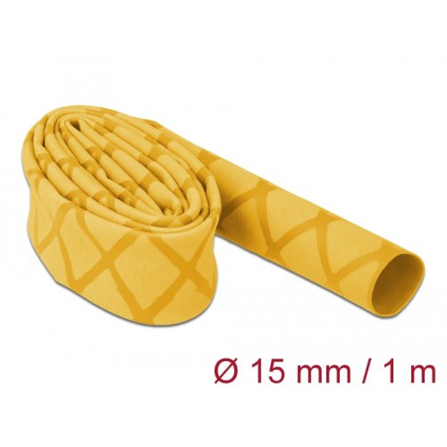 Delock Heat Shrink Tube X-pattern non-slip 1 m x 15 mm yellow