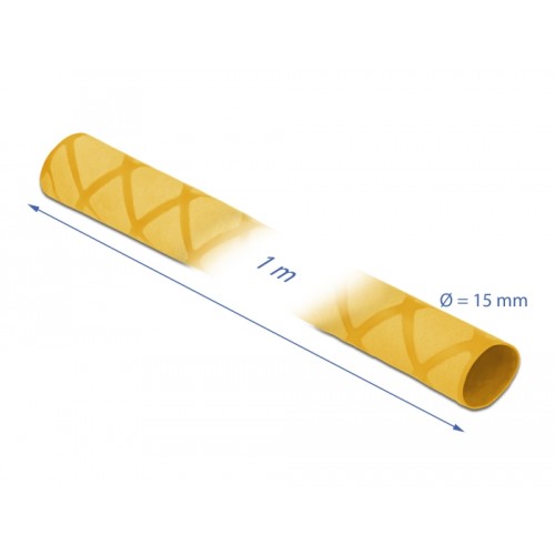 Delock Heat Shrink Tube X-pattern non-slip 1 m x 15 mm yellow