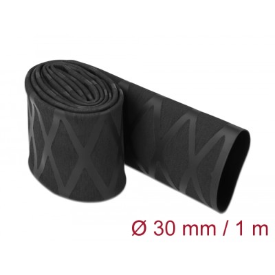 Delock Heat Shrink Tube X-pattern non-slip 1 m x 30 mm black