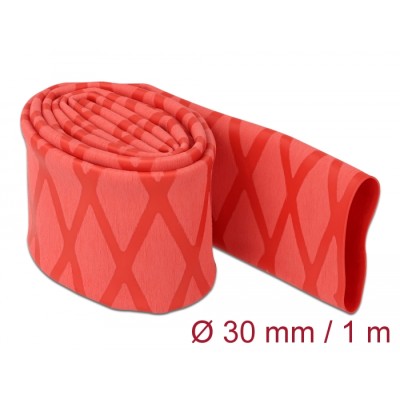 Delock Heat Shrink Tube X-pattern non-slip 1 m x 30 mm red