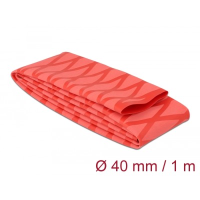 Delock Heat Shrink Tube X-pattern non-slip 1 m x 40 mm red