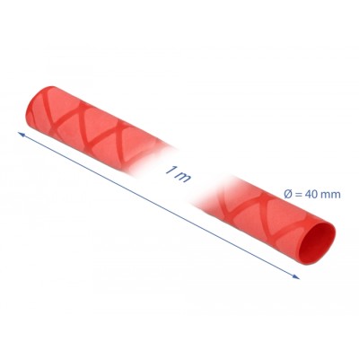 Delock Heat Shrink Tube X-pattern non-slip 1 m x 40 mm red 2