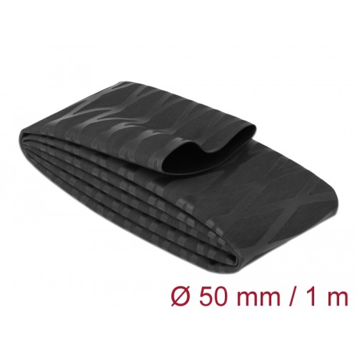 Delock Heat Shrink Tube X-pattern non-slip 1 m x 50 mm black