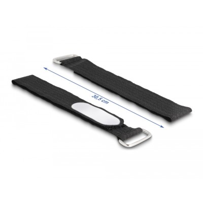 Delock Hook-and-loop cable tie with loop and label tap L 305 x W 25 mm black 5 pieces 2