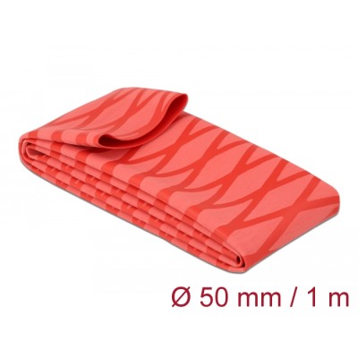 Delock Heat Shrink Tube X-pattern non-slip 1 m x 50 mm red