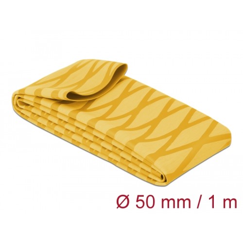 Delock Heat Shrink Tube X-pattern non-slip 1 m x 50 mm yellow