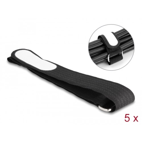 Delock Hook-and-loop cable tie with loop and label tap L 457 x W 25 mm black 5 pieces