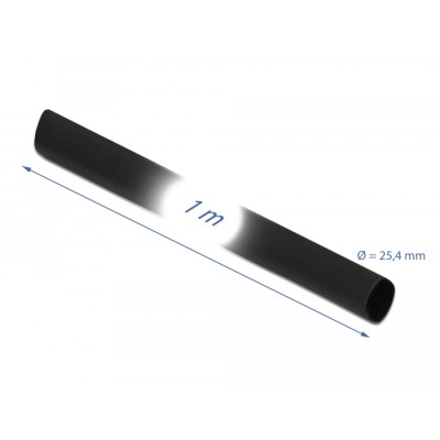 Delock Heat Shrink Tube 1 m x 25.4 mm Shrinkage Ratio 4:1 black 2