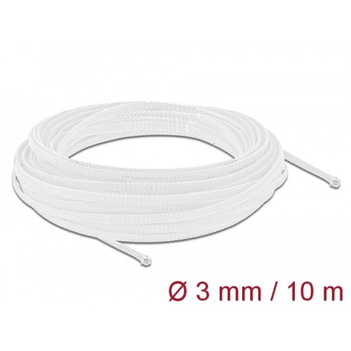 Delock Braided Sleeve stretchable 10 m x 3 mm white
