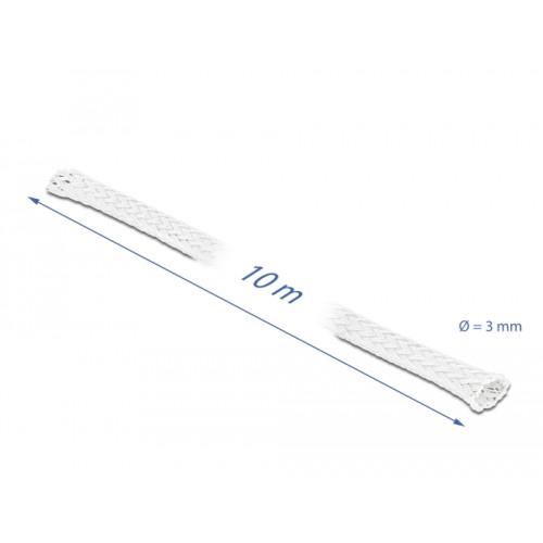 Delock Braided Sleeve stretchable 10 m x 3 mm white