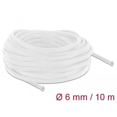 Delock Braided Sleeve stretchable 10 m x 6 mm white
