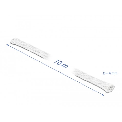 Delock Braided Sleeve stretchable 10 m x 6 mm white
