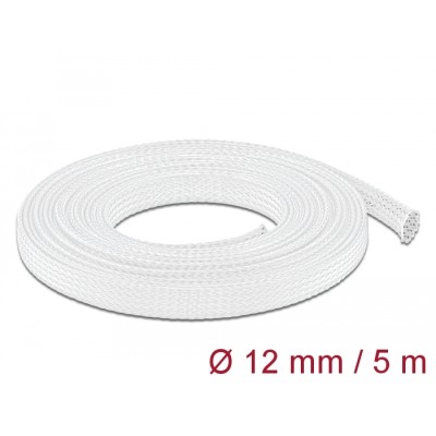 Delock Braided Sleeve stretchable 5 m x 12 mm white