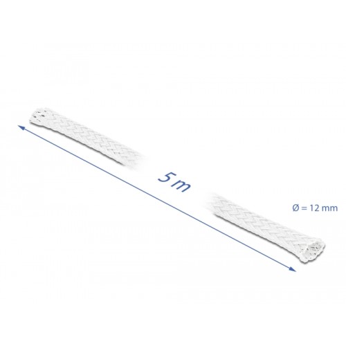 Delock Braided Sleeve stretchable 5 m x 12 mm white